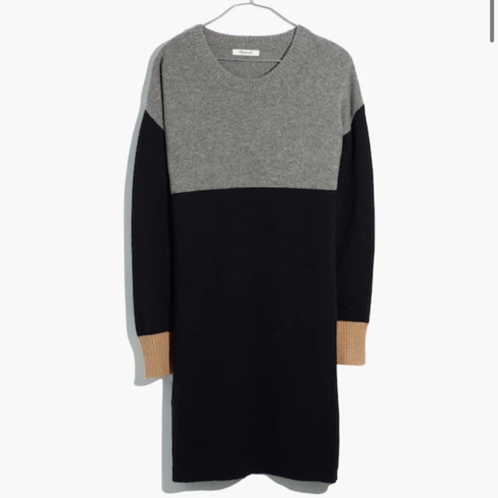 Madewell Merino Wool Colorblock Sweater Dress, size XS,